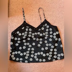 Vintage Gold Label Victoria’s Secret Black Spiral Patterned Women's cropped